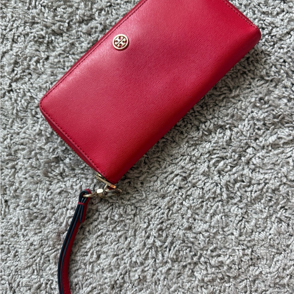 Tory Burch Vibrant Red Wallet with Strap